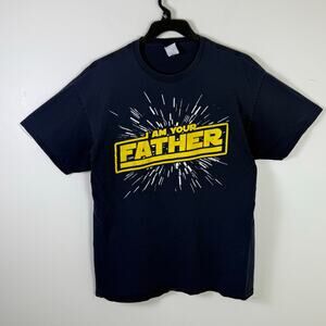 Star Wars I Am Your Father Men Black T-Shirt Short Sleeve Round Neck Size L vtg